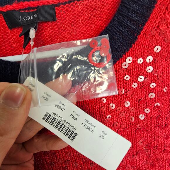 J. Crew Womens Sequin Mohair Wool Sweater Size XS Holiday Christmas Preppy Bling - Picture 8 of 11